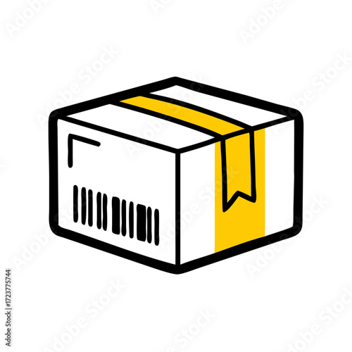 Barcode Label On Shipping Box Icon For Web And Graphic Design