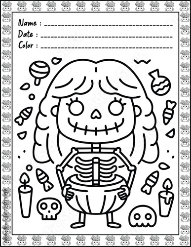 Doodle monsters seamless pattern Bold & Easy Coloring Page with Cute Animals for Adults and Kid. High resolution (300 DPI), Ready to print on standard 8.5x11-(A4) inch paper With (No Bleed)