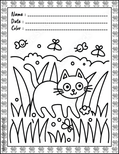 Doodle monsters seamless pattern Bold & Easy Coloring Page with Cute Animals for Adults and Kid. High resolution (300 DPI), Ready to print on standard 8.5x11-(A4) inch paper With (No Bleed)