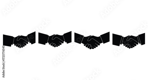 Row of business partnership handshake symbols for collaboration and agreement in a team vector