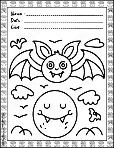 Doodle monsters seamless pattern Bold & Easy Coloring Page with Cute Animals for Adults and Kid. High resolution (300 DPI), Ready to print on standard 8.5x11-(A4) inch paper With (No Bleed)