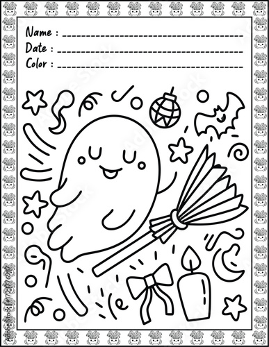 Doodle monsters seamless pattern Bold & Easy Coloring Page with Cute Animals for Adults and Kid. High resolution (300 DPI), Ready to print on standard 8.5x11-(A4) inch paper With (No Bleed)