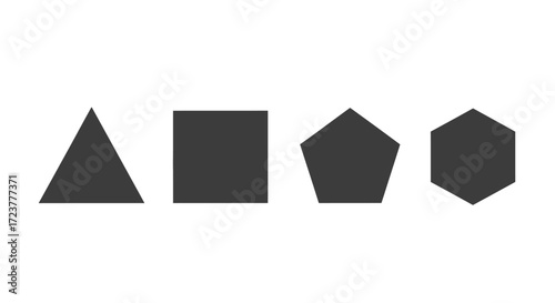 Collection of basic geometric shapes including triangle square pentagon and hexagon vector