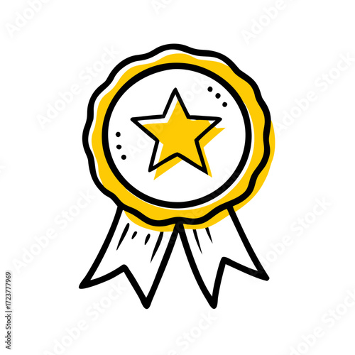 Circle Badge Medal With Shining Star Icon For Web And Graphic Design