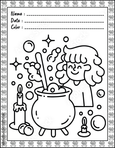 Doodle monsters seamless pattern Bold & Easy Coloring Page with Cute Animals for Adults and Kid. High resolution (300 DPI), Ready to print on standard 8.5x11-(A4) inch paper With (No Bleed)