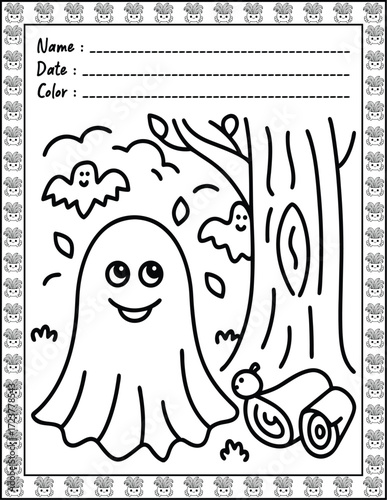 Doodle monsters seamless pattern Bold & Easy Coloring Page with Cute Animals for Adults and Kid. High resolution (300 DPI), Ready to print on standard 8.5x11-(A4) inch paper With (No Bleed)