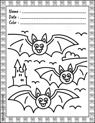 Doodle monsters seamless pattern Bold & Easy Coloring Page with Cute Animals for Adults and Kid. High resolution (300 DPI), Ready to print on standard 8.5x11-(A4) inch paper With (No Bleed)