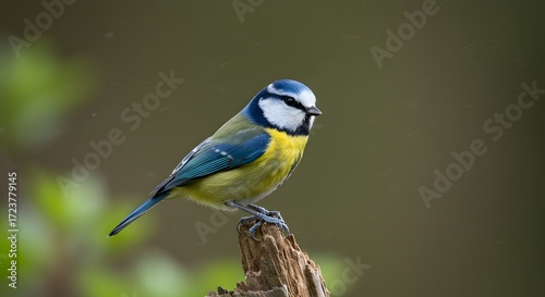 Colorful titbird perched on a branch