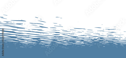 A dynamic illustration features a serene blue gradient complemented by free-flowing horizontal lines creating a simple yet striking contrast against a clean white background