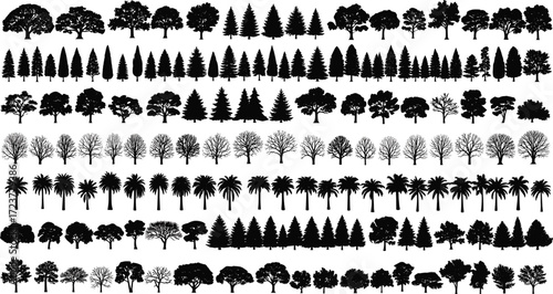 Extensive Collection of Tree Silhouettes Diverse Shapes & Styles for Design Projects