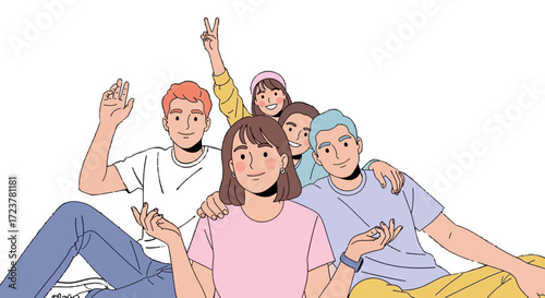 Happy group of smiling friends and family laughing together