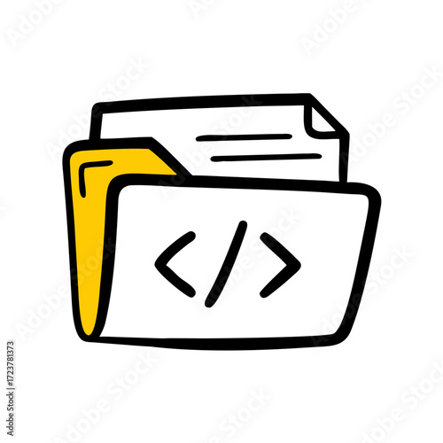 File Folder With Coding Development Script Icon For Web And Graphic Design