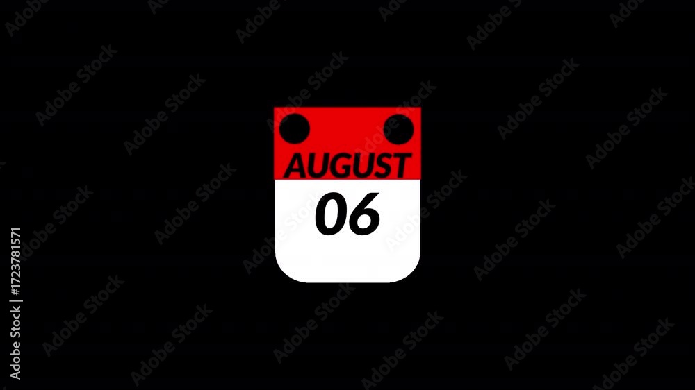 August month Calendar animation video of August month with transparent background, August month calendar animation video. transparent background Calendar animation of August month. New year calendar