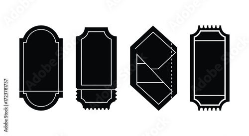 Collection of black ticket and coupon shapes for events and promotions vector