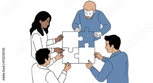 Business team collaboration, teamwork or partnership concept with puzzles