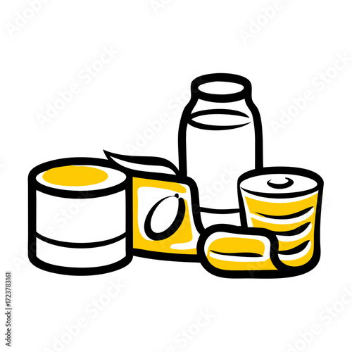 Grocery Canned Food Set Icon For Web And Graphic Design