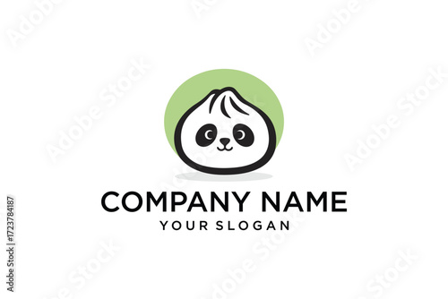 dim sum panda animal Logo Template Design