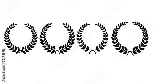 Collection of four decorative laurel wreaths symbolizing victory achievement and excellence vector