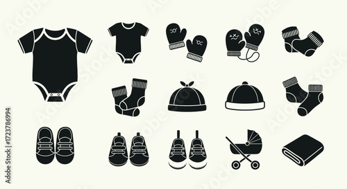 Collection of Baby Clothing and Accessories Icons
