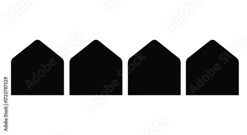 Four geometric black houses symbols representing residential real estate property development vector