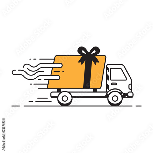Fast Gift Delivery Service Vector Illustration