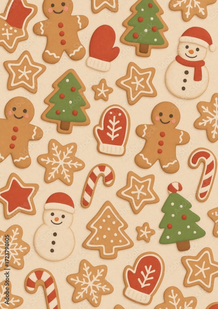 Fototapeta premium Festive gingerbread holiday wallpaper.