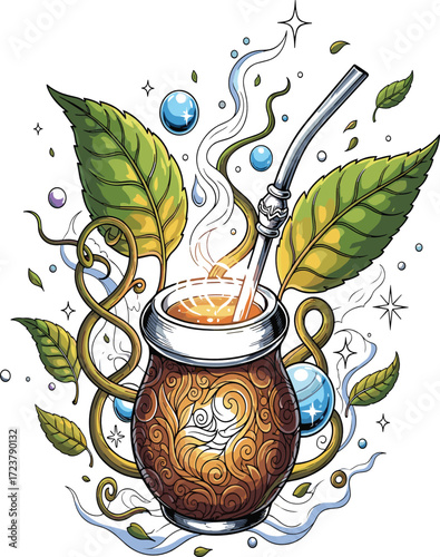 Fantasy Yerba Mate with Magical Nature Glow