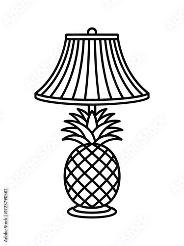Whimsical pineapple lamp illustration with striped lampshade