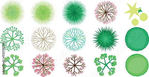 Stylized graphic of a dense green woodland, a seamless panoramic banner for environmental and conservation themes