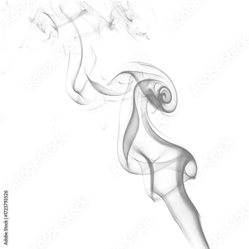 Realistic Curly Smoke Effect on Transparent Background – Elegant White Wisps and Swirls for Digital Overlays, Abstract Art, and Atmospheric Design
