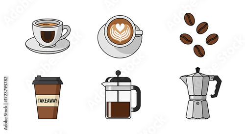 Coffee Icons A Collection of Illustrated Coffee-Related Symbols for Your Designs