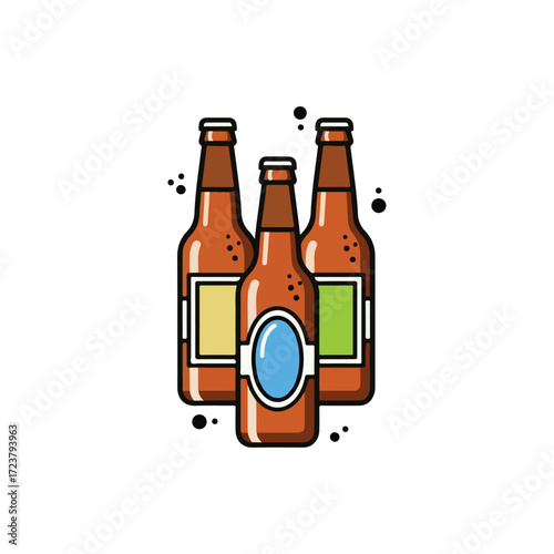 Three Beer Bottles Vector Illustration with Blank Labels