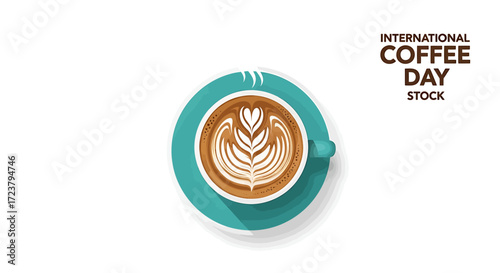 Aromatic and comforting hot latte with delicate heart-shaped art, served in a stylish teal cup, inviting a moment of peaceful indulgence and warmth