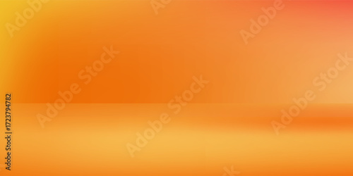 3d abstract autumn studio room background. Orange, brown dark gradient empty wall backdrop. Back ground horizontal mockup product season presentation. Empty scene platform. Promotion vector display.