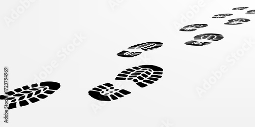 footprint shoe sole tracking path on transparent background, shoe footprint path vector illustration