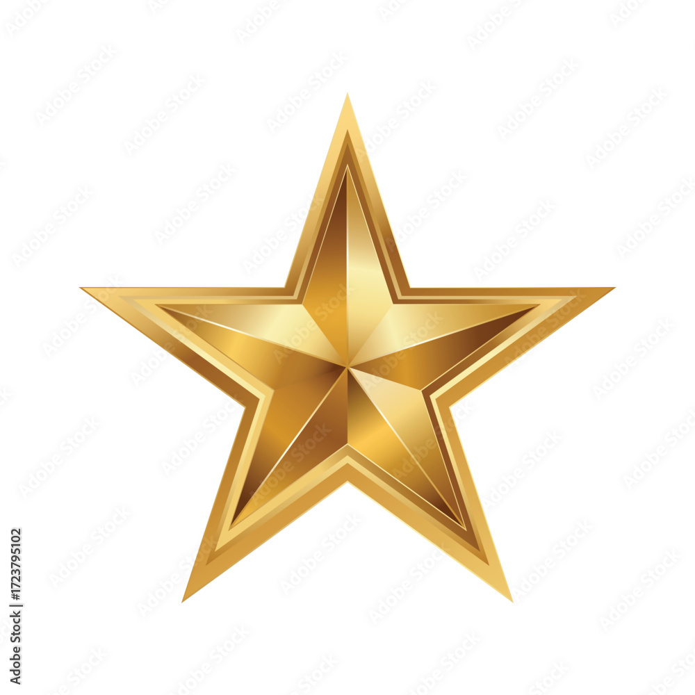 Fototapeta premium Vector art of a realistic golden fivepointed star with a rich metallic luster