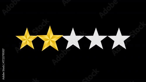 five star rating give feedback. animation on black background 4k video