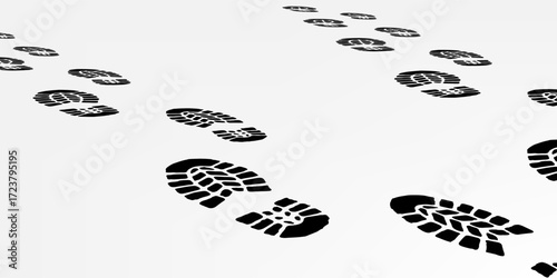 footprint shoe sole tracking path on transparent background, shoe footprint path vector illustration