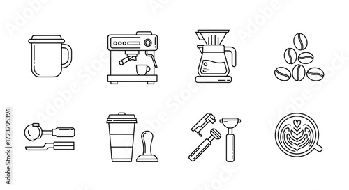 Minimalist Coffee Icons Set Brew, Enjoy, and Share the Aroma