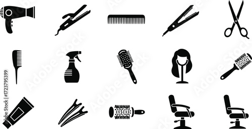 Hairdressing and Salon Tools Icons