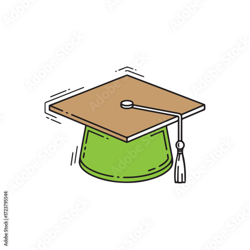 Hand Drawn Graduation Cap and Tassel Icon for Education and College Success