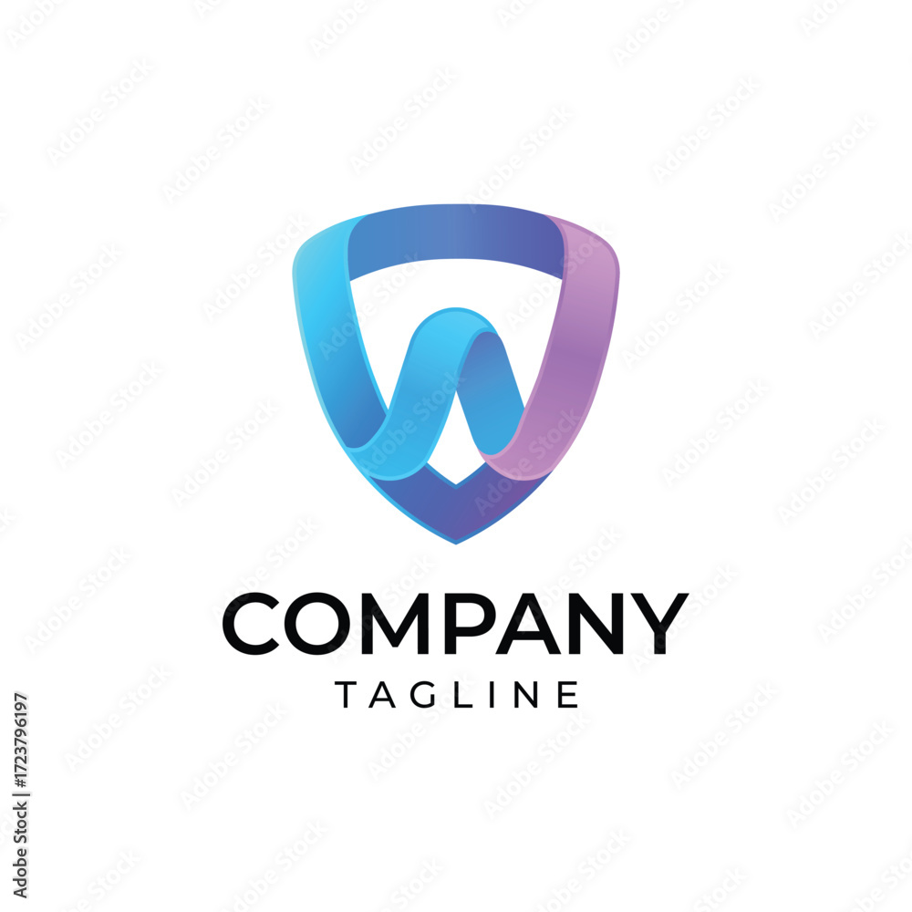 Obraz premium Vector art of abstract gradient logo with letter w shape