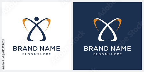 minimalist human people logo design template