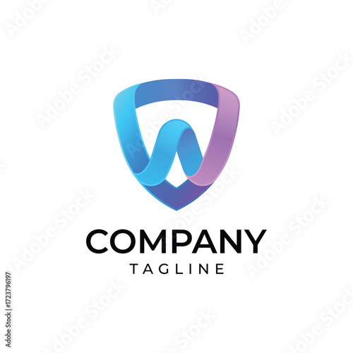 Vector art of abstract gradient logo with letter w shape