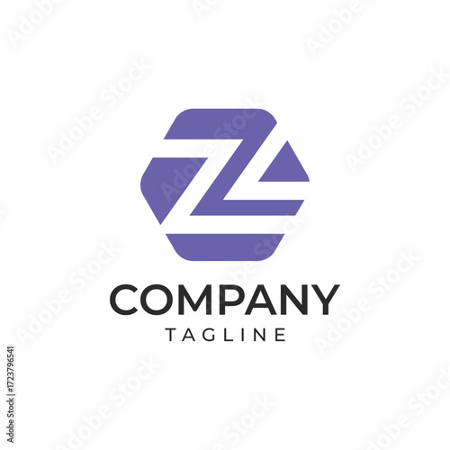 Vector art of purple hexagonal logo with stylized letter z