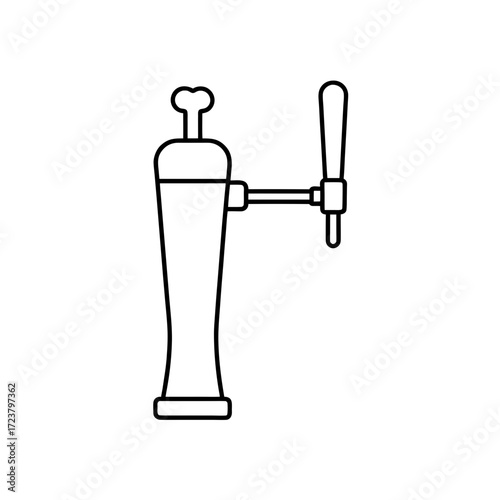 Outline drawing of a beer dispensing tap on transparent background