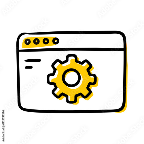 Web Browser Window With Settings Gear Icon For Web And Graphic Design