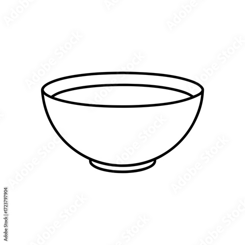Simple outline of a bowl in white color on transparent background