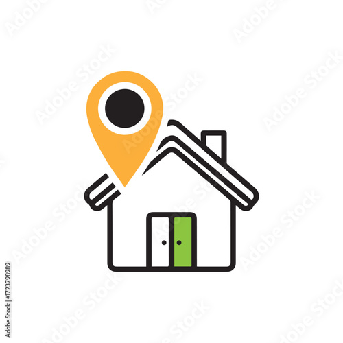 Address and Delivery Location Vector Icon - Finding Home or Starting Point on a Map