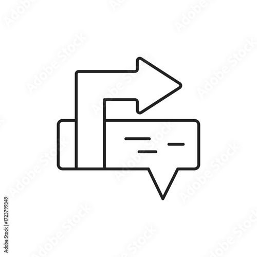 Send Message Icon, Direct and Chat Share Outline Symbol